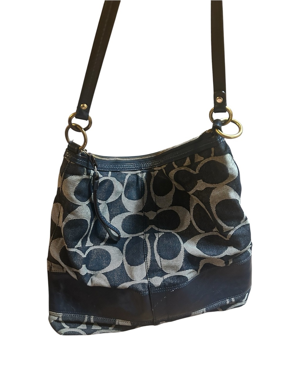 Coach Monogram Canvas Shoulder Bag - Black and Gray